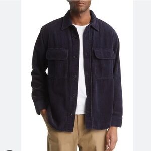 NN07 Folmer Corduroy Overshirt Navy Blue Size Small